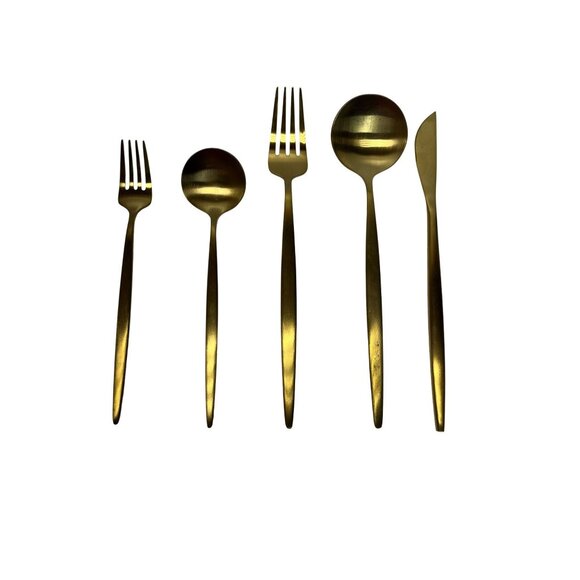 Gold‎ Flatware Cutlery Set Elegant Design Easy Clean 30 pc Modern style READ - Picture 1 of 12